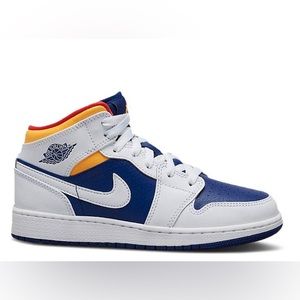 Nike Air Jordan Mid GS white deep royal blue size 8 or youth 6.5